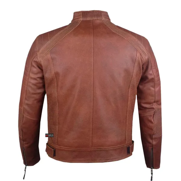 Men's Heavy-Duty Vintage Brown Leather Motorcycle Cafe Racer Jacket