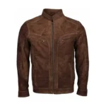 Mens Vintage Distressed Biker Suede Leather Jacket