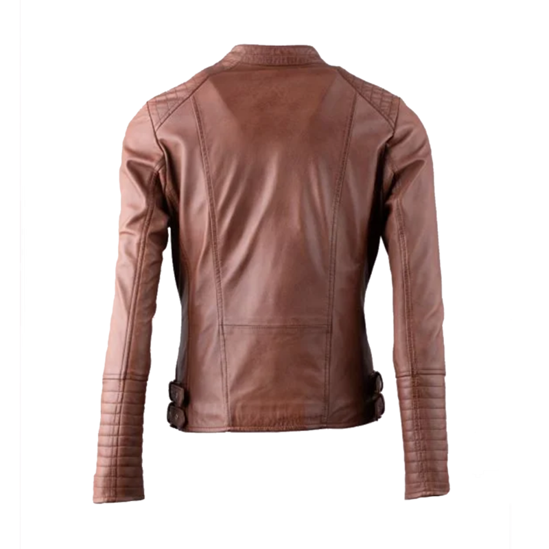 Brown Biker Style Genuine Leather Jacket