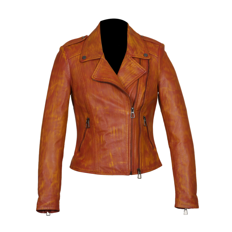 Rust Brown Womens Biker Genuine leather jacket