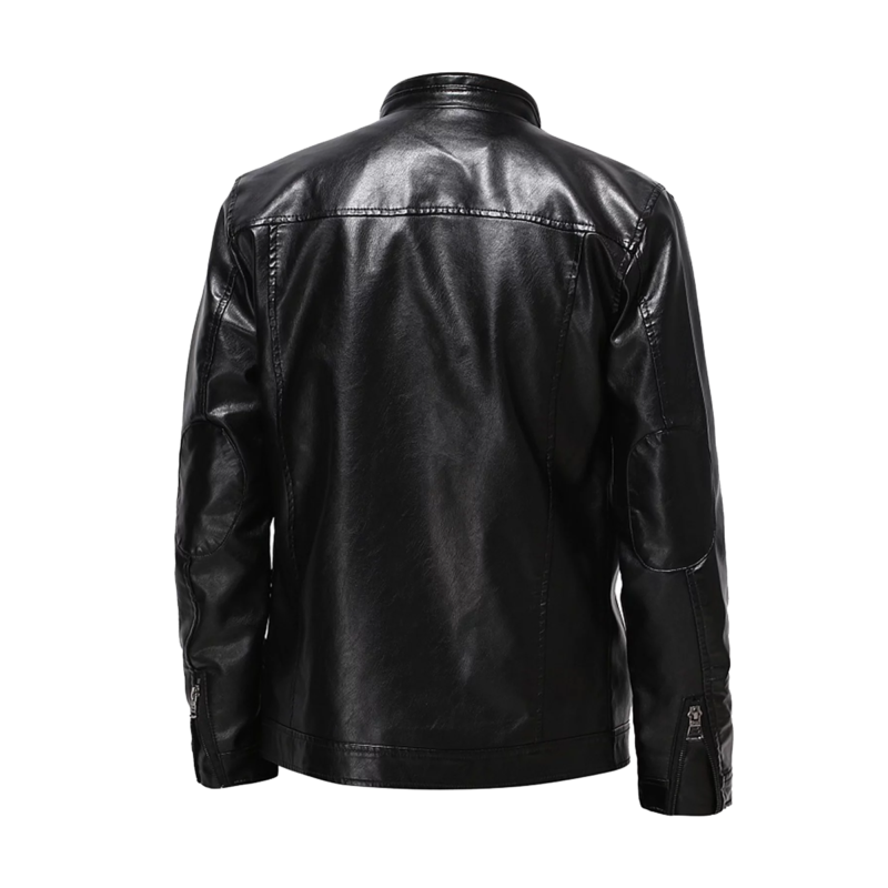 Mens Biker Style Black Genuine Leather Jacket