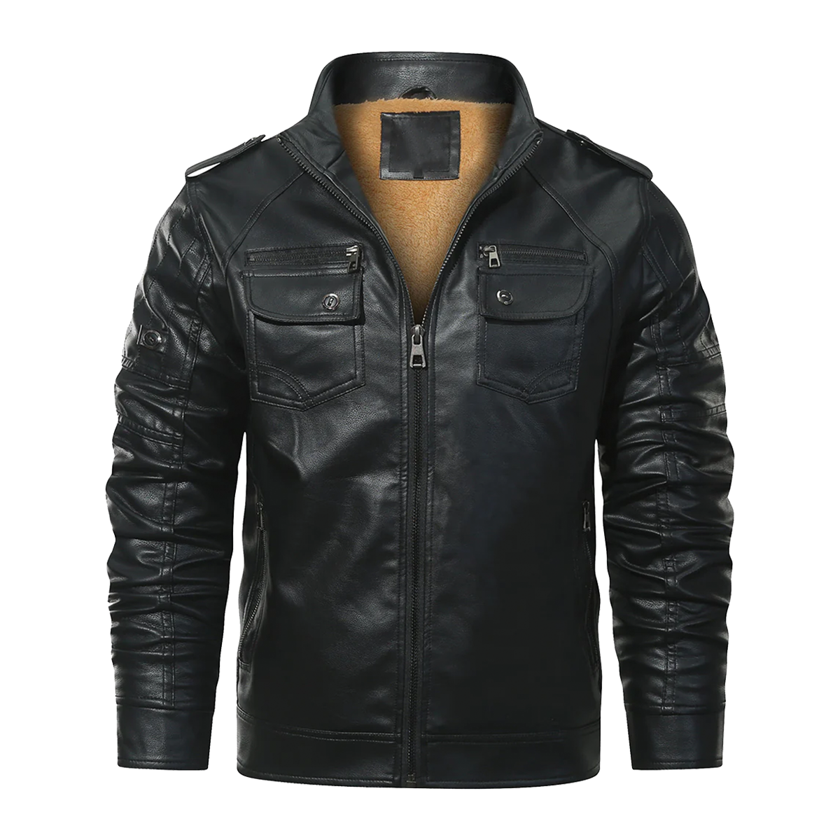 Mens Black Trucker Biker Style Genuine Leather Jacket