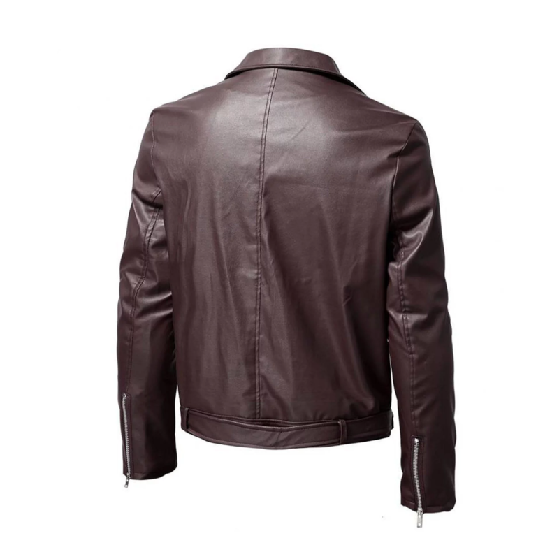 Zipper Style Mens Elegant Brown Leather Jacket