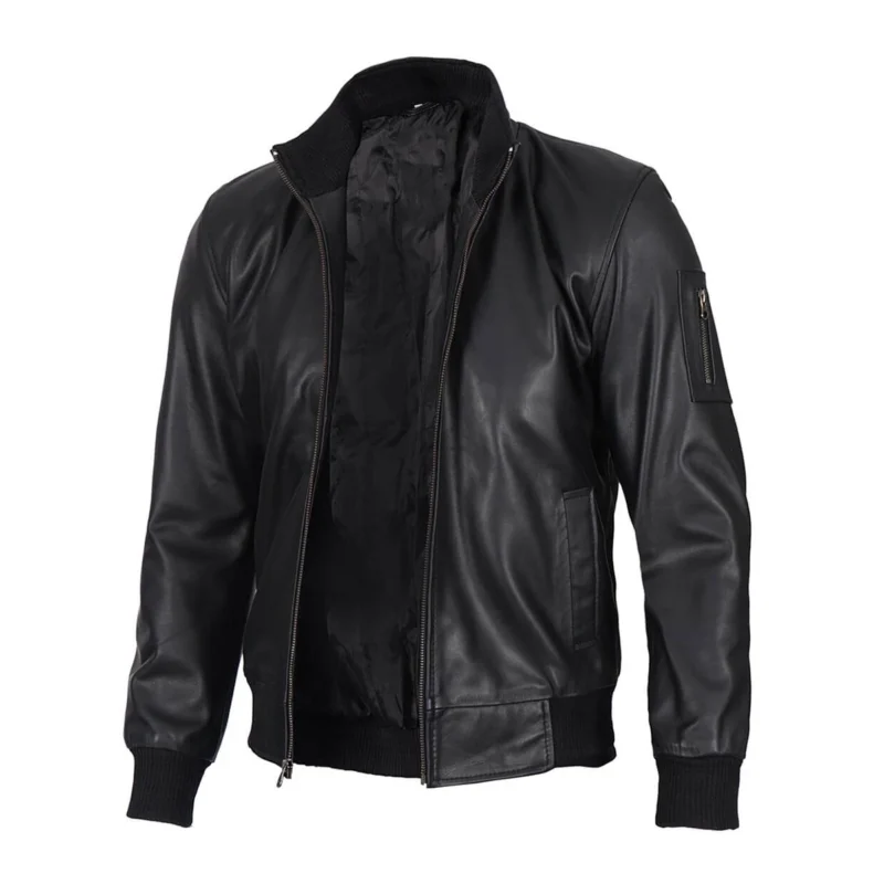 Black Bomber Genuine Leather Jacket